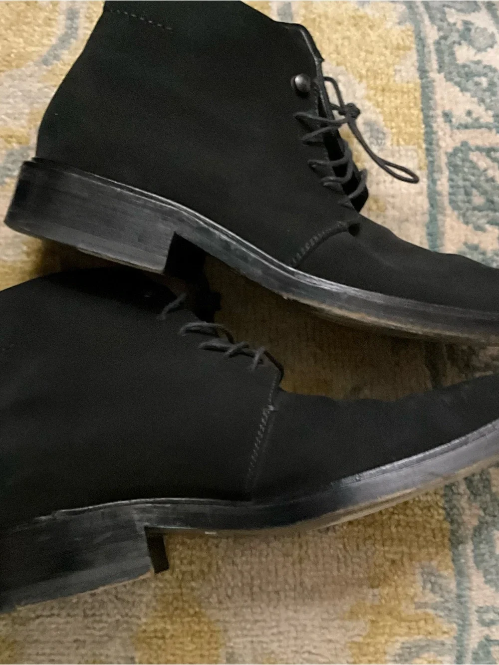 Men’s GUCCI black suede leather 5 eye lace up ankle boots 9 D
